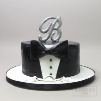 Black Tuxedo with Initial Topper