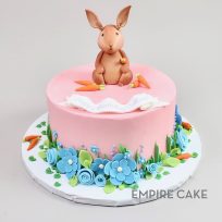Bunny Rabbit with Carrots and Flowers