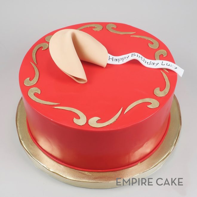 Fortune Cookie on Red Fondant