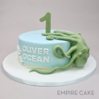 Green Octopus with Number Topper